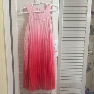 Girls Pink Ombre Pleated Dress